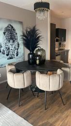 Richmond eettafel black bone & marmerlook salontafel(2tuks), Huis en Inrichting, Tafels | Eettafels, Ophalen, Gebruikt, Rond, Vijf personen of meer