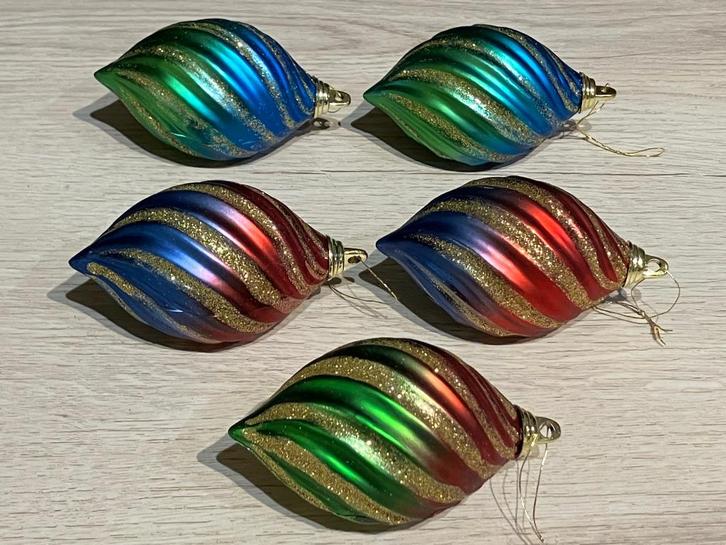 8 * Onbreekbare gekleurde Kerstballen met glinsters, Diversen, Kerst, Gebruikt, Ophalen of Verzenden