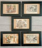 Vintage Ot en Sien Prenten - Set van 5 Ingelijst, Antiek en Kunst, Ophalen of Verzenden