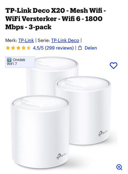 Tp link deco x20 wifi ax1800, Computers en Software, WiFi-versterkers, Zo goed als nieuw, Ophalen