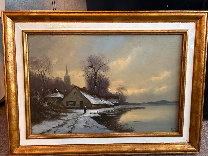 Haagse School Winterlandschap, Antiek en Kunst, Kunst | Schilderijen | Klassiek, Ophalen of Verzenden