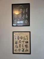 Set 2 schilderijtjes, beige en zwart., Ophalen