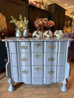 Stoer ladekastje, orgelgebogen ladekast, antiek kastje VdlM, Huis en Inrichting, Kasten | Ladekasten, Ophalen, Grijs blauw brocante ladecommode oude commode vintage kast