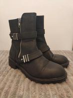 Lage enkellaarzen - bikerboots - grijs/zwart - maat 36, Zwart, Lage of Enkellaarzen, Ophalen of Verzenden, Zo goed als nieuw