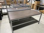 kantinetafel bureau bureautafel , bruin eiken blad, 50 tot 100 cm, 150 tot 200 cm, Gebruikt, Metaal