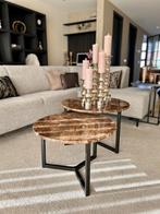 Rond salontafel set, bruin marmer emperador, Overige materialen, 50 tot 100 cm, Rond, Nieuw