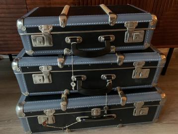  Antieke koffer set, Franse Perkament +/-1920 izgst. beschikbaar voor biedingen