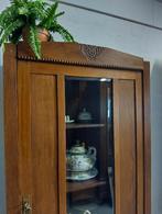 Antieke art-deco eendeurs vitrinekast met facetgeslepen glas, Ophalen of Verzenden