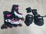 Verstelbare roze skelers mt 34/37 met bescherming, Sport en Fitness, Skeelers, Overige merken, Kinderen, Ophalen of Verzenden
