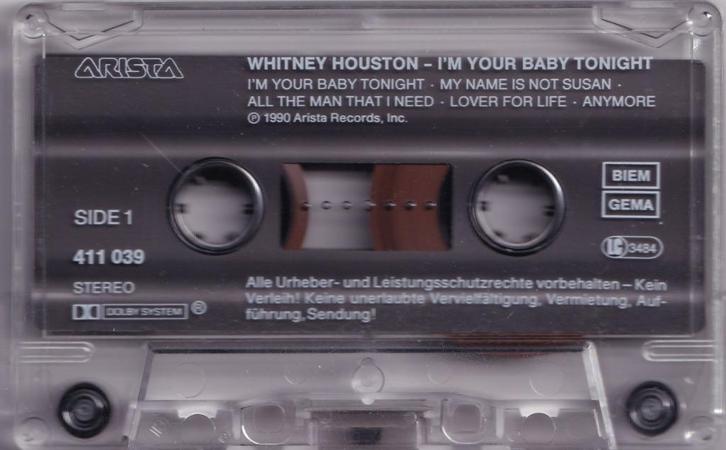 Cassettebandje Whitney Houston – I'm Your Baby Tonight, Cd's en Dvd's, Cassettebandjes, Gebruikt, Pop, 1 bandje, Verzenden