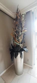 Chroom decor vaas met droog stuk, Ophalen, Zo goed als nieuw