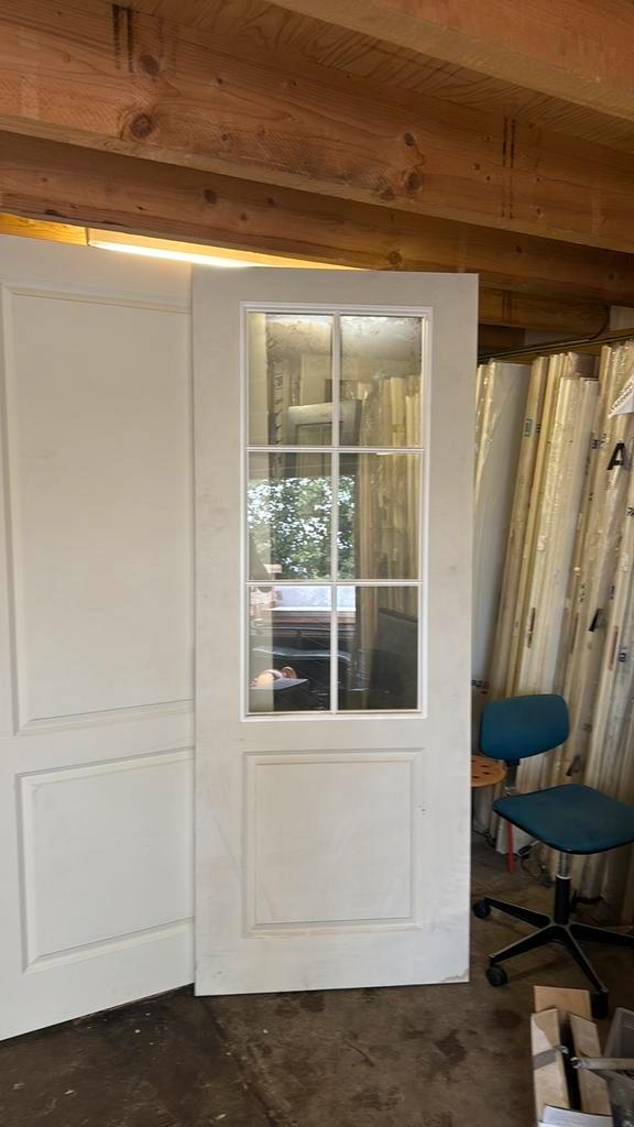 Verschillende Opdek paneeldeur 88x231.5 cm blank glas, Doe-het-zelf en Verbouw, Deuren en Horren, Nieuw, Binnendeur, 215 cm of meer