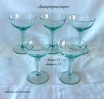 5x Champagnecoupe Groen Glas Kristal Coupes, Antiek en Kunst, Antiek | Glas en Kristal, Ophalen