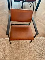 Lounge stoel Loods5, cognac lederen zitting, zwart frame, Ophalen, Zwart, Leer, Zo goed als nieuw