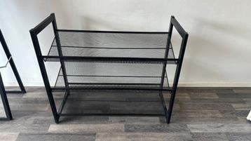 Schoenenrek aluminium/zwart – 3 verdiepingen – 62x73x30 cm beschikbaar voor biedingen