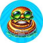 LF3972 ouwel poolparty hamburger 20x4,7cm eetbare rondjes, Ophalen of Verzenden, Nieuw, Cupcakes, Versiering