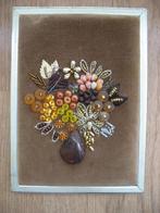 Op Fluweel Hand Geborduurd / Kralen-Tijgeroog(  Nr 2 ) Vinta, Ophalen of Verzenden