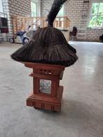 Windlicht houtsnijwerk rieten dak - Indonesisch Balinees, Tuin en Terras, Ophalen, Gebruikt, Minder dan 50 watt, Staande lamp