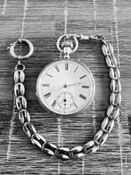 Antiek Zakhorloge met Ketting - Cylindrical Huit Rubis, Ophalen of Verzenden