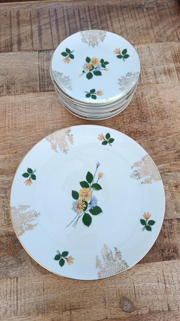 Winterling Roslau Bavaria taartbord met 8 schoteltjes Duits, Antiek en Kunst, Antiek | Servies los, Ophalen of Verzenden