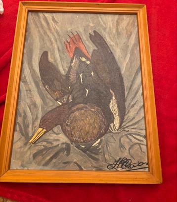 Vogel schilderij gesigneerd beschikbaar voor biedingen