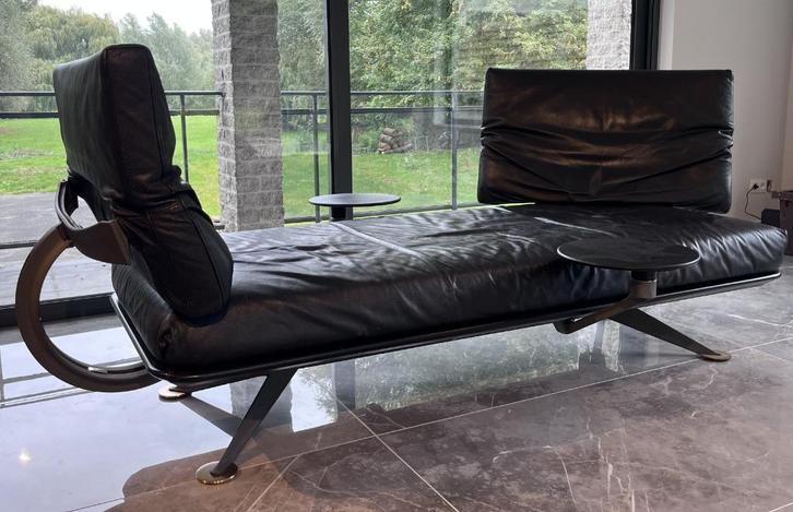 Vintage Daybed, ontworpen door Paolo Piva voor B&B Italia, Huis en Inrichting, Fauteuils, Gebruikt, Leer, Metaal, 125 cm of meer