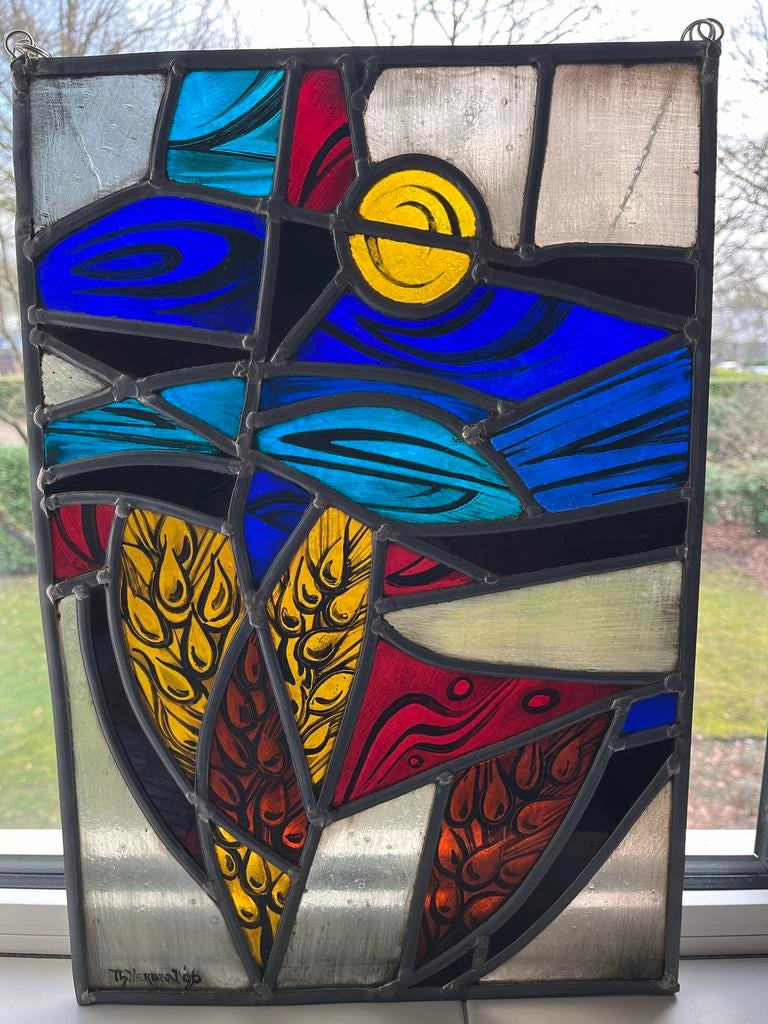 Glas in lood schilderij - Handgemaakt, heldere kleuren, Ophalen