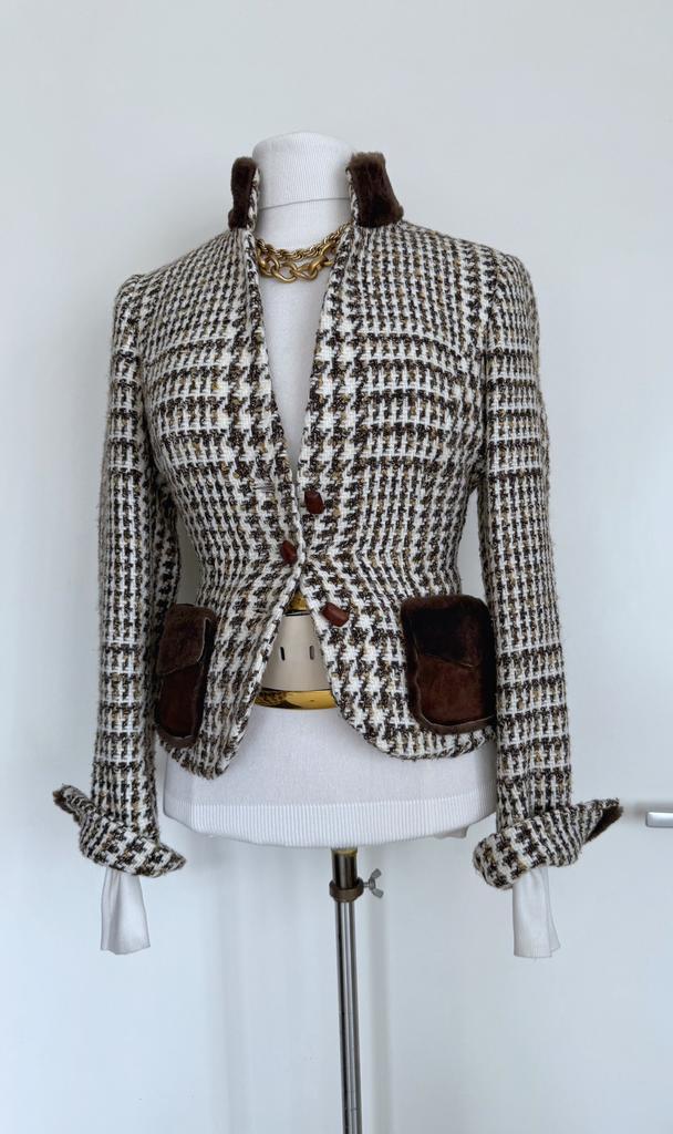 Scapa wollen tweed jasje pied du poule lammy accenten 38/40, Kleding | Dames, Jasjes, Kostuums en Pakken, Verzenden