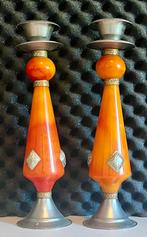 Oranje kandelaars 25 cm hoog, Verzenden
