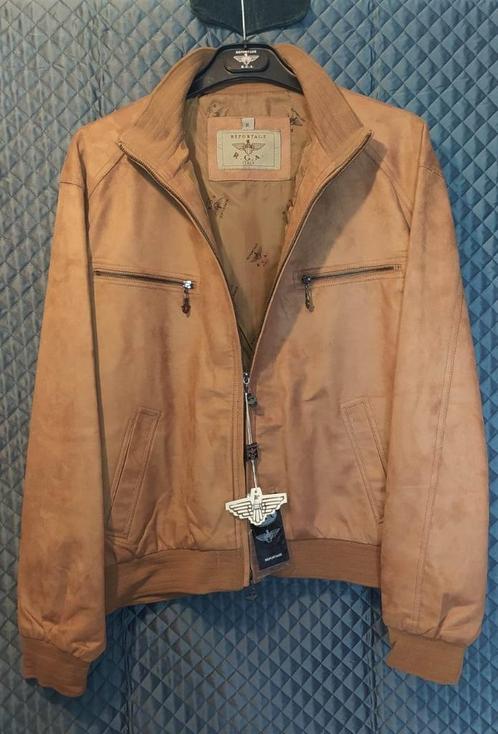 SALE : voorjaars jack conjac suede leder in de maat XL :, Kleding | Heren, Jassen | Zomer, Nieuw, Maat 56/58 (XL), Bruin, Ophalen of Verzenden
