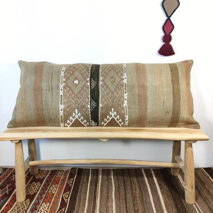 XXL Vintage Kelimkussen 50x150 natuurlijke tinten, Huis en Inrichting, Woonaccessoires | Kussens, Nieuw, Bruin, Rechthoekig, Verzenden