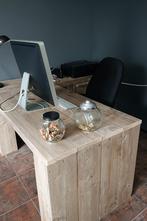 Uniek hoekbureau van steigerhout met 3 lades - eigen ontwerp, Ophalen, Zo goed als nieuw, Bureau