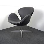 Fritz Hansen Swan Chair | Zwart Leer | Nieuw gestoffeerd, Gebruikt, -, -, 75 tot 100 cm