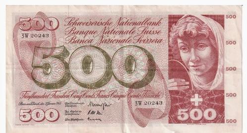 Zwitserland, 500 Francs, 1965, VF, p51, Postzegels en Munten, Bankbiljetten | Europa | Niet-Eurobiljetten, Los biljet, Overige landen