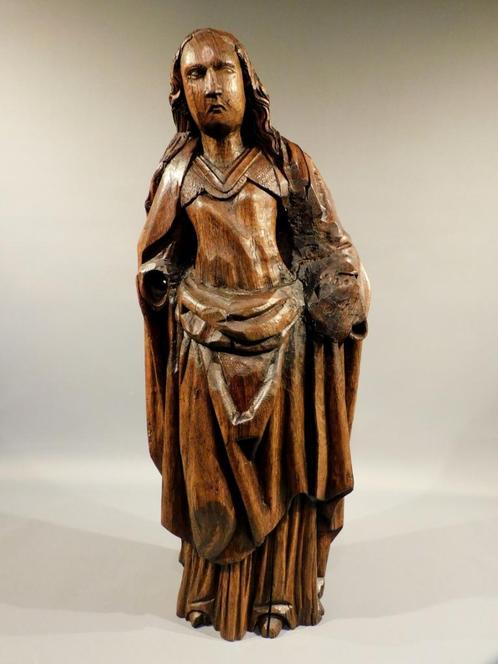 Antiek eiken beeld Maria Madonna 17e  - 18e eeuw hout, Antiek en Kunst, Antiek | Religie, Verzenden