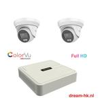 2MP Hikvision ColorVu 4CH HD TVI set/4CH DVR +2x camera, Nieuw, Buitencamera, Ophalen of Verzenden