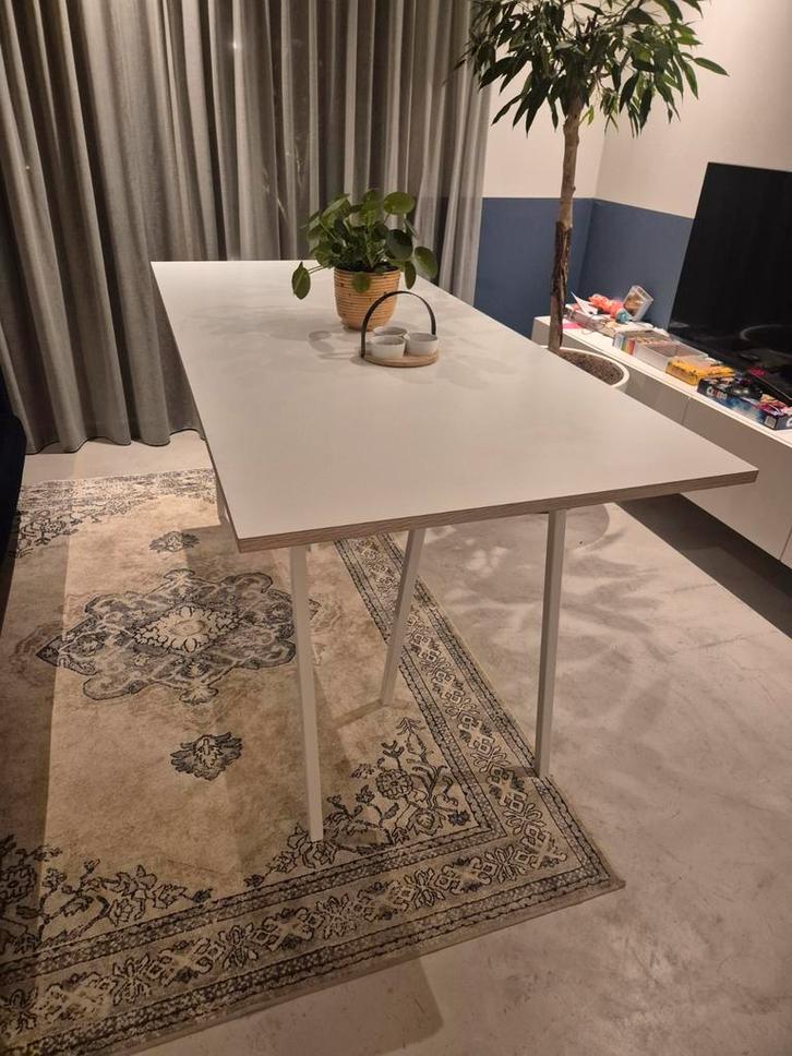 Statafel met wit blad en metalen poten, Huis en Inrichting, Tafels | Statafels, Zo goed als nieuw, Ophalen