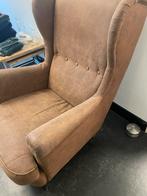 Strandmon Oorfauteuil Bruin + Bordeaux Hoes, Huis en Inrichting, Fauteuils, Ophalen, Gebruikt, Stof, 75 tot 100 cm