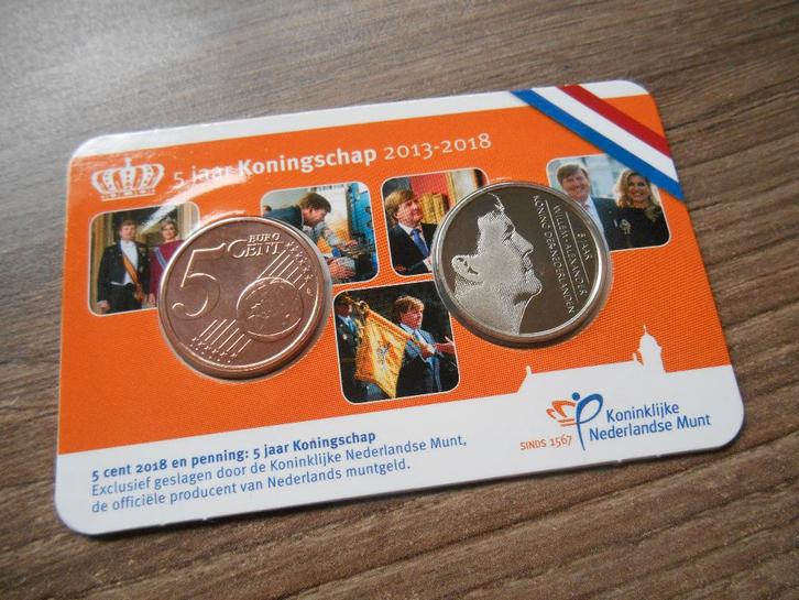 5 jaar Koningschap in coincard 2018, Postzegels en Munten, Munten | Nederland, Setje, Euro's, Koningin Beatrix, Ophalen of Verzenden