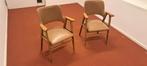 Vintage houten armstoelen bruin leer - Cees Braakman Pastoe, Verzenden