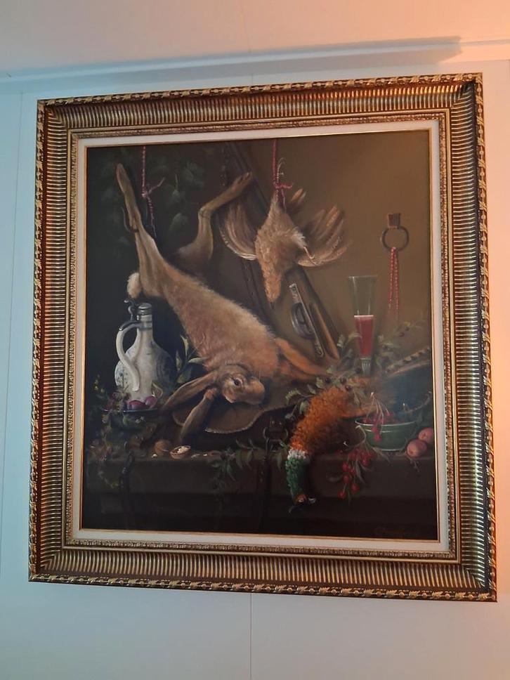 Schilderij: Jacht Stilleven, Groot Formaat, Antiek en Kunst, Kunst | Schilderijen | Klassiek, Ophalen of Verzenden
