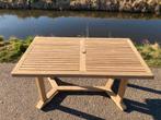 Duurzame teakhouten tuintafel 150/195/240x90, Ophalen, Zo goed als nieuw, Rechthoekig, Teakhout