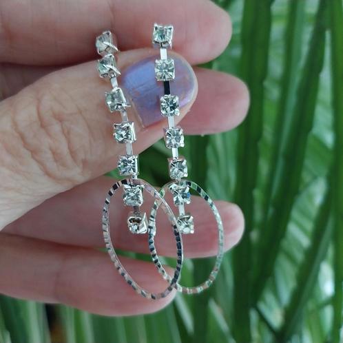 Nikkelvrije Oorbellen met Strass #3474, Sieraden, Tassen en Uiterlijk, Oorbellen, Zo goed als nieuw, Hangers, Overige materialen