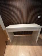 Smal bureautje met glasplaat en lade, Huis en Inrichting, Tafels | Sidetables, Ophalen, Gebruikt, 100 tot 150 cm, Glas