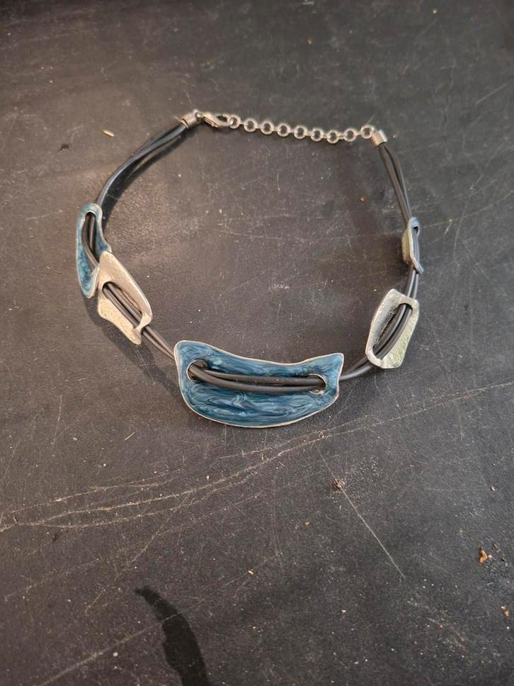Vintage Ketting met Blauwe Accenten, Sieraden, Tassen en Uiterlijk, Kettingen, Gebruikt, Overige materialen, Blauw, Verstelbaar