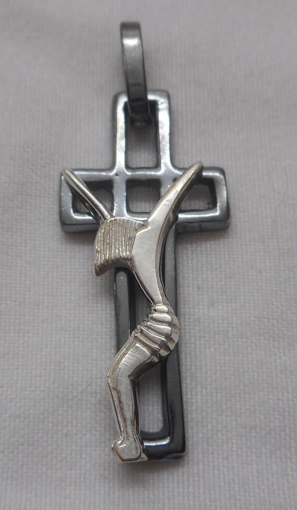 Zilveren mooie kruis hanger met Jezus nr.1741, Sieraden, Tassen en Uiterlijk, Kettinghangers, Zo goed als nieuw, Zilver, Zilver
