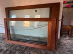 Houten schuifwand, enkel glas, 3 delen + losse schuifdeur, Ophalen, Gebruikt, Binnendeur, Schuifdeur