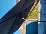 Parasol 4 seasons rond 250 cm plus voet, Kantelbaar, Zo goed als nieuw, Stokparasol, 2 tot 3 meter