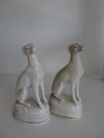 Twee antiek Franse porselein Italiaanse windhondjes Whippet, Ophalen of Verzenden