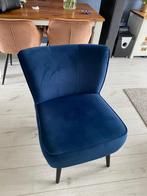 Blauw velvet fauteuil, Ophalen of Verzenden, Zo goed als nieuw, Minder dan 75 cm, 50 tot 75 cm